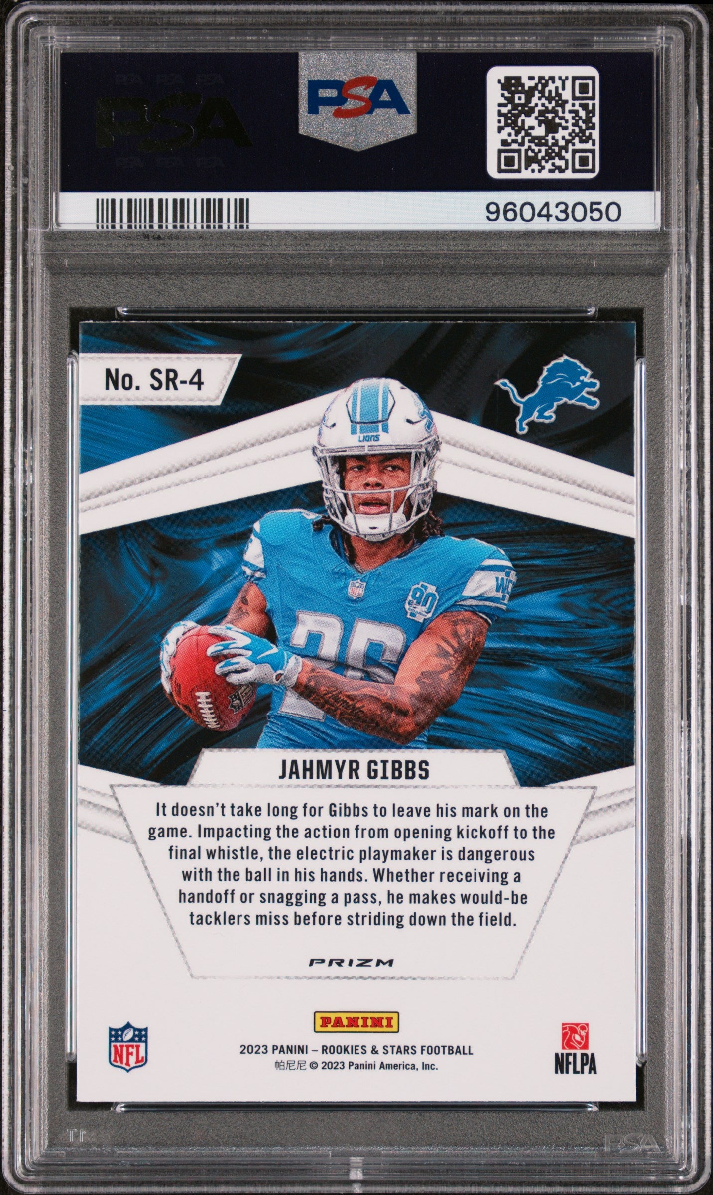 2023 Panini Rookies & Stars Stellar Rookies #SR4 Jahmyr Gibbs Red Plaid PSA 10