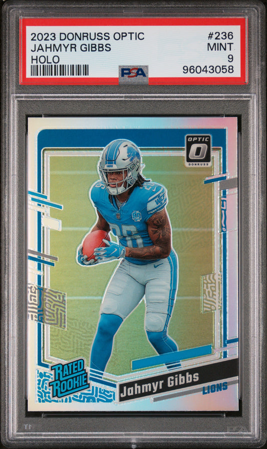 2023 Panini Donruss Optic #236 Jahmyr Gibbs Holo PSA 9