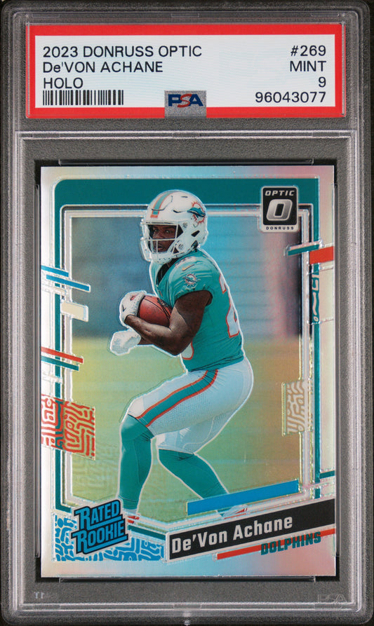 2023 Panini Donruss Optic #269 De'Von Achane Holo PSA 9