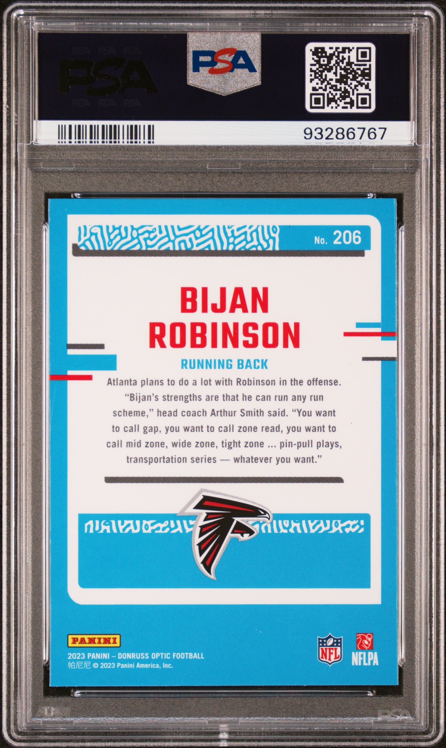 2023 Panini Donruss Optic #206 Bijan Robinson PSA 10