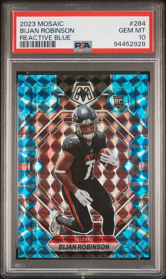 2023 Panini Mosaic #284 Bijan Robinson Reactive Blue PSA 10