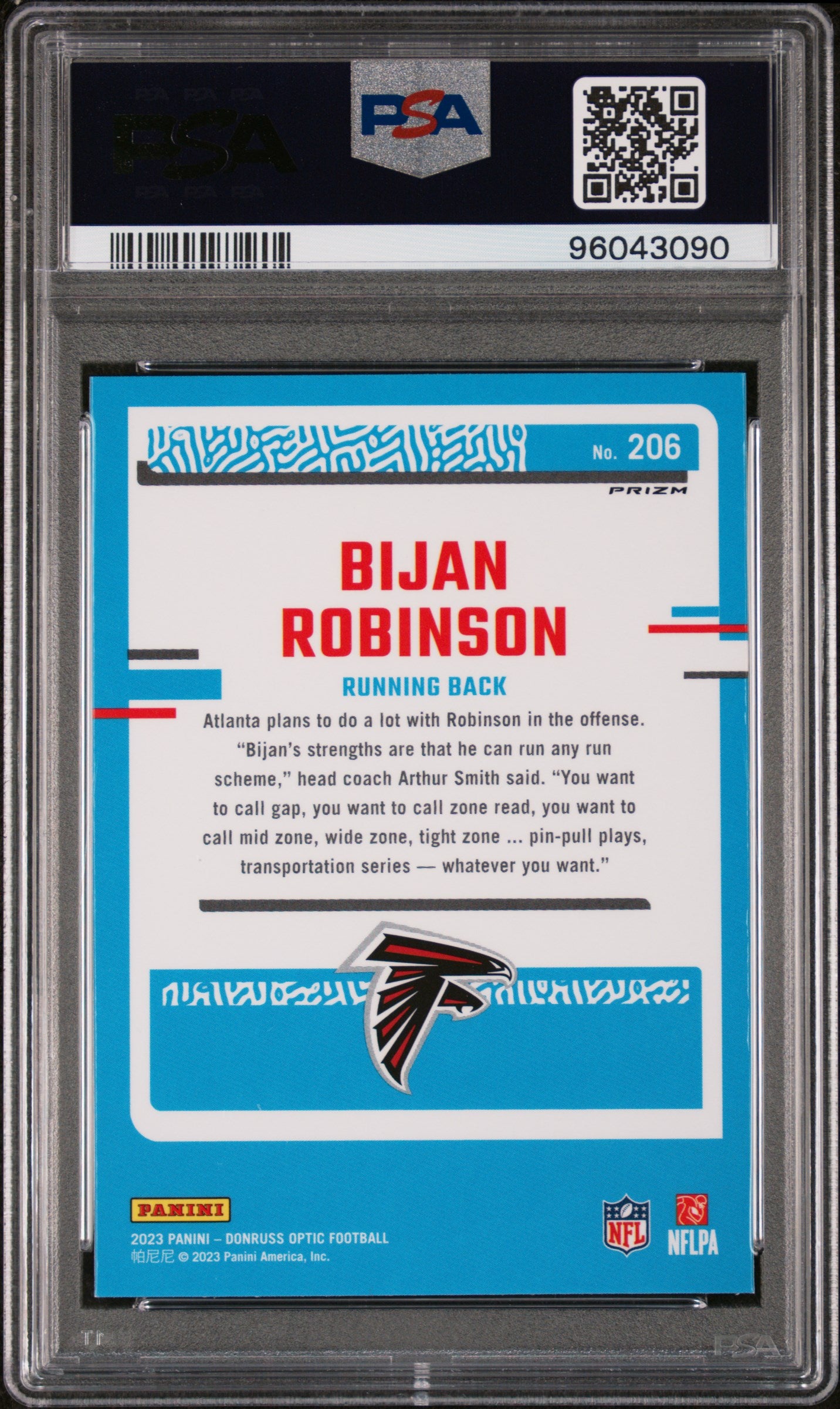 2023 Panini Donruss Optic #206 Bijan Robinson Pink PSA 9
