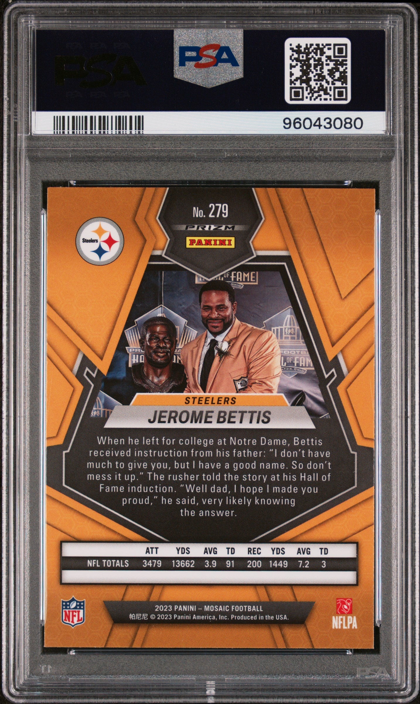 2023 Panini Mosaic #279 Jerome Bettis Silver PSA 10