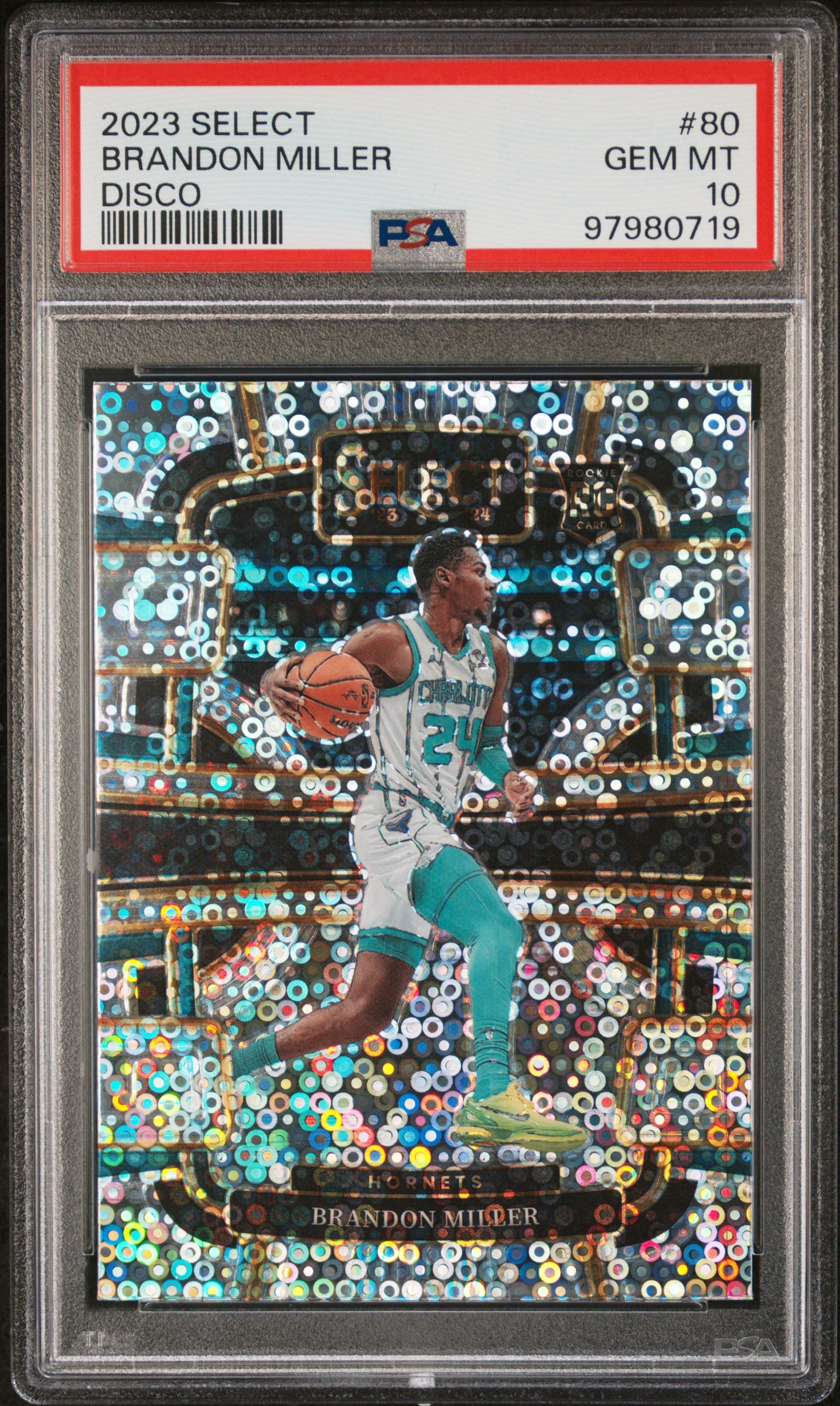 2023 Panini Select #80 Brandon Miller Disco PSA 10
