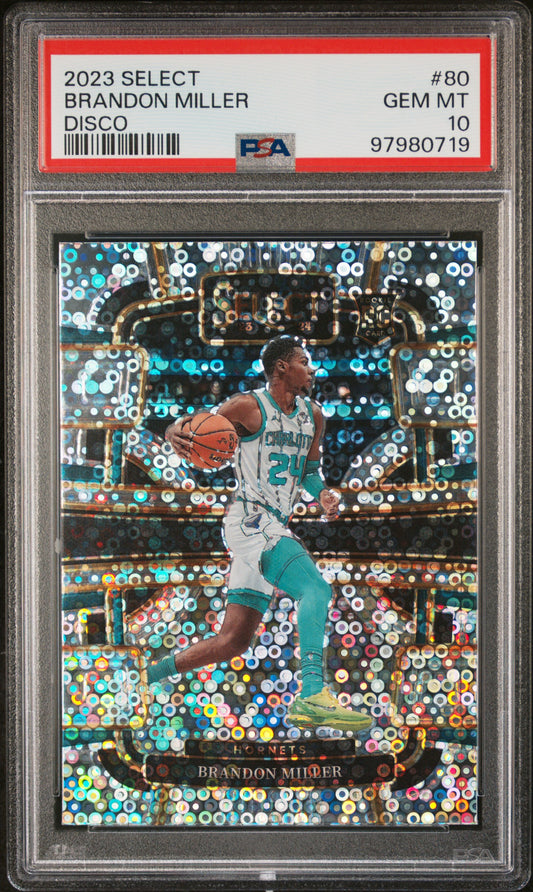 2023 Panini Select #80 Brandon Miller Disco PSA 10