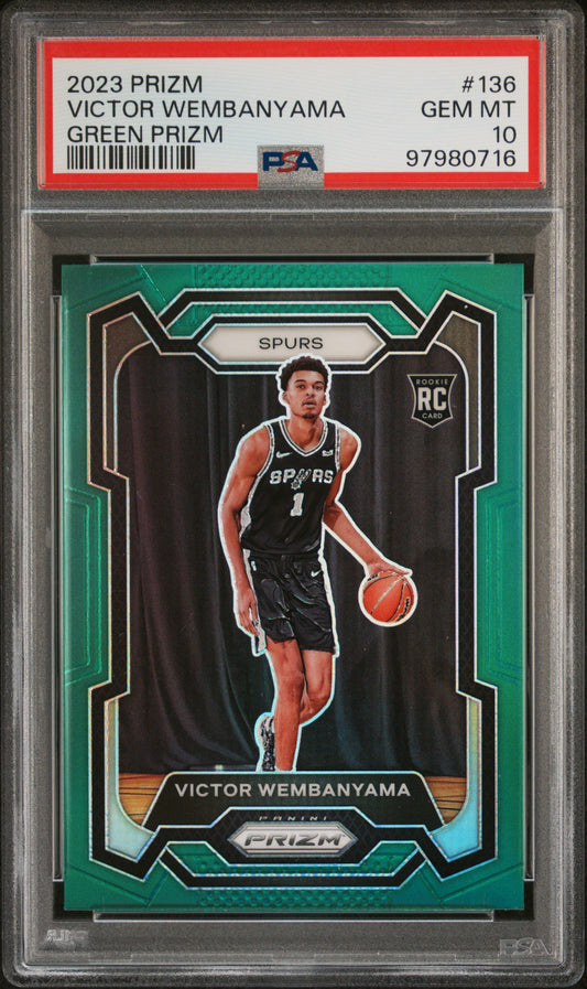 2023 Panini Prizm #136 Victor Wembanyama Green Prizm PSA 10