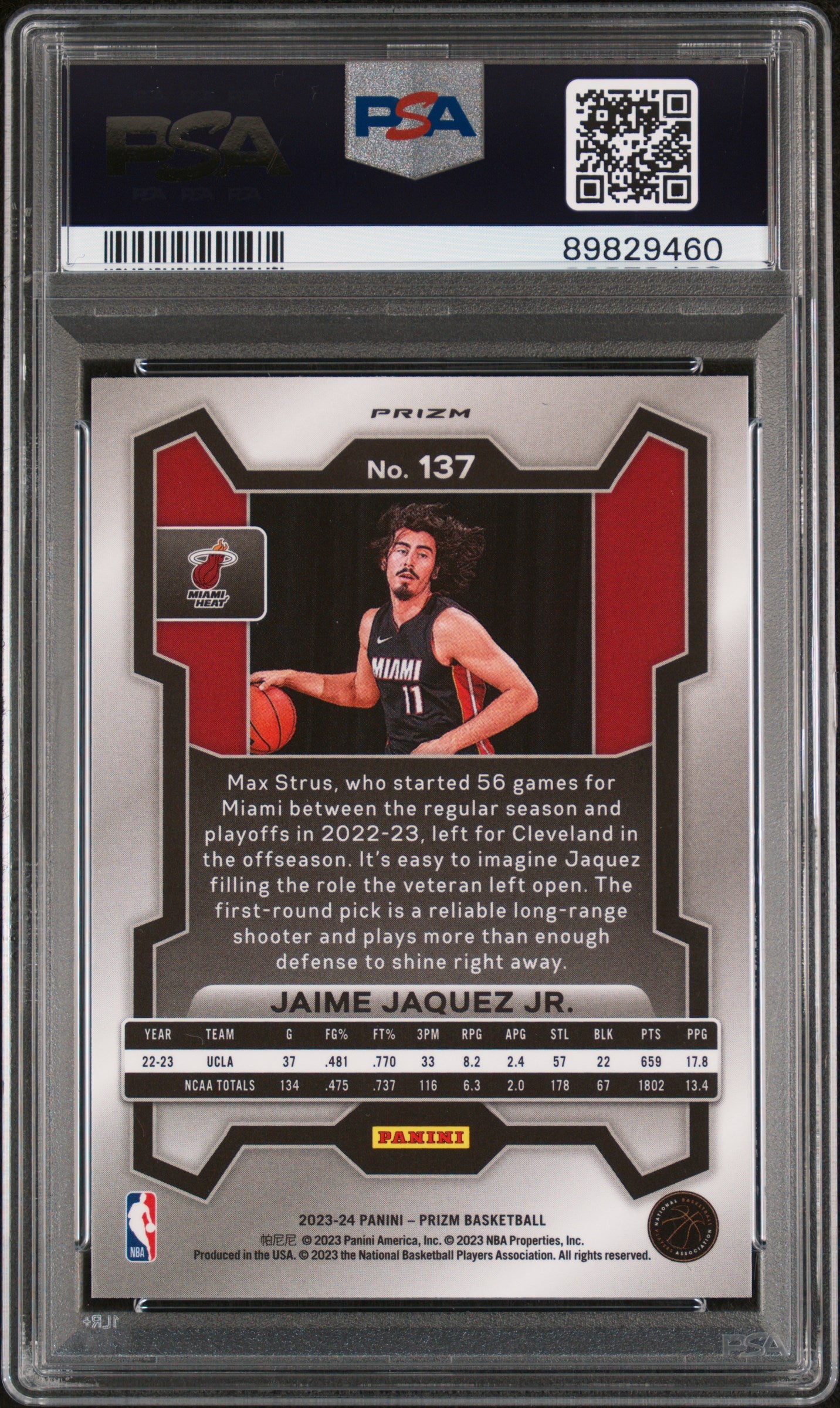 2023 Panini Prizm #137 Jaime Jaquez Jr. Ice PSA 10
