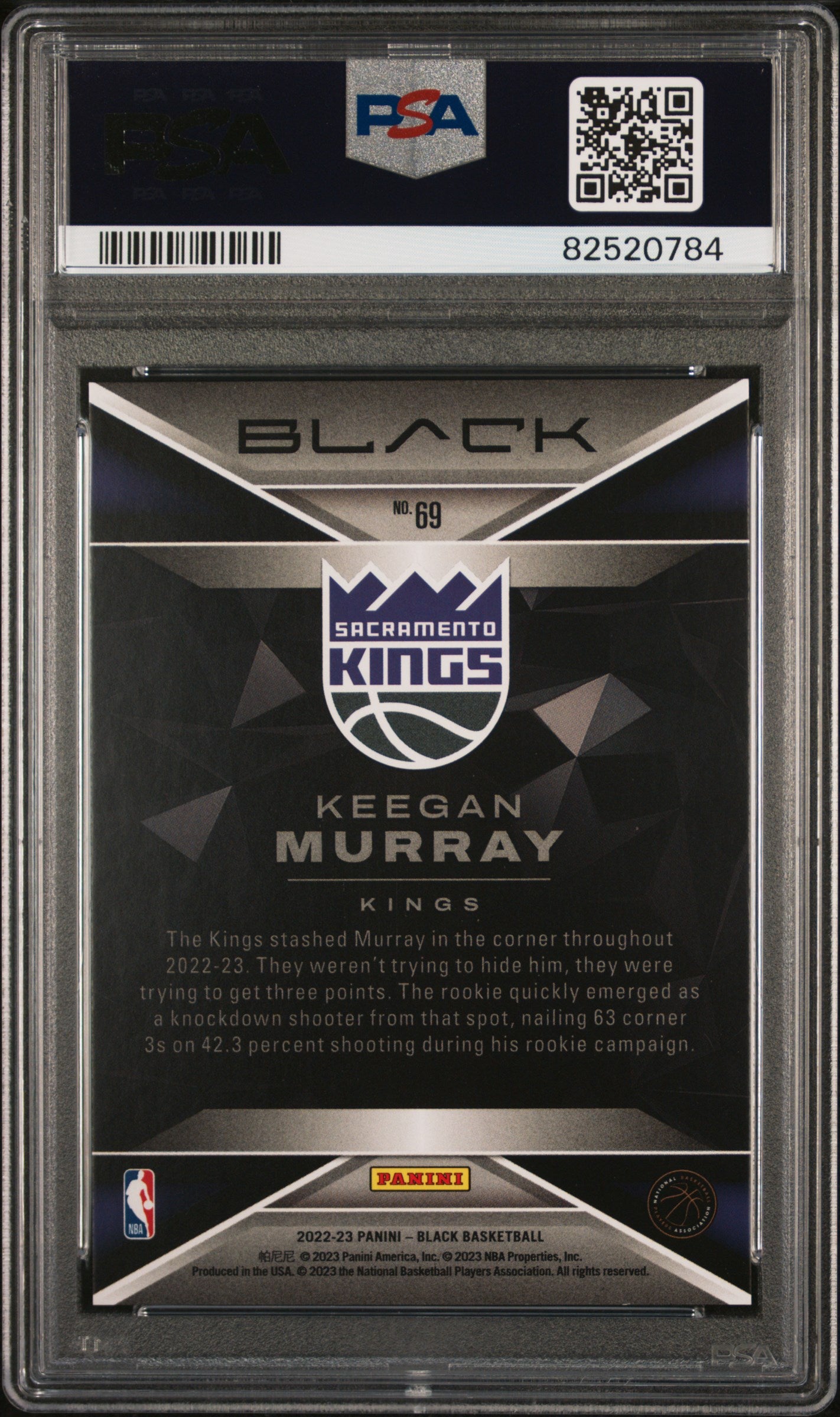 2022 Panini Black #69 Keegan Murray Copper PSA 10