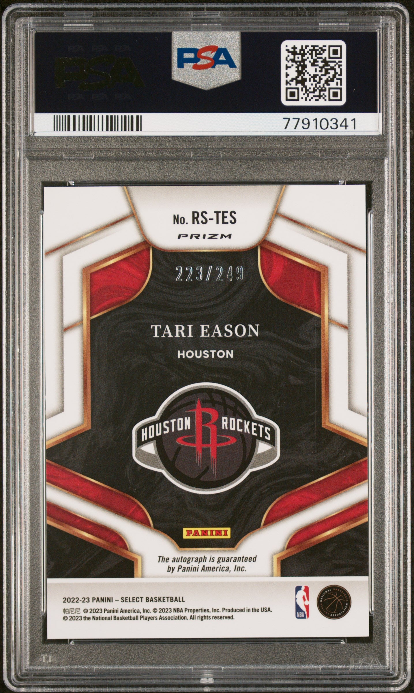 2022 Panini Select Rookie Signatures/249 #RSTES Tari Eason PSA 10