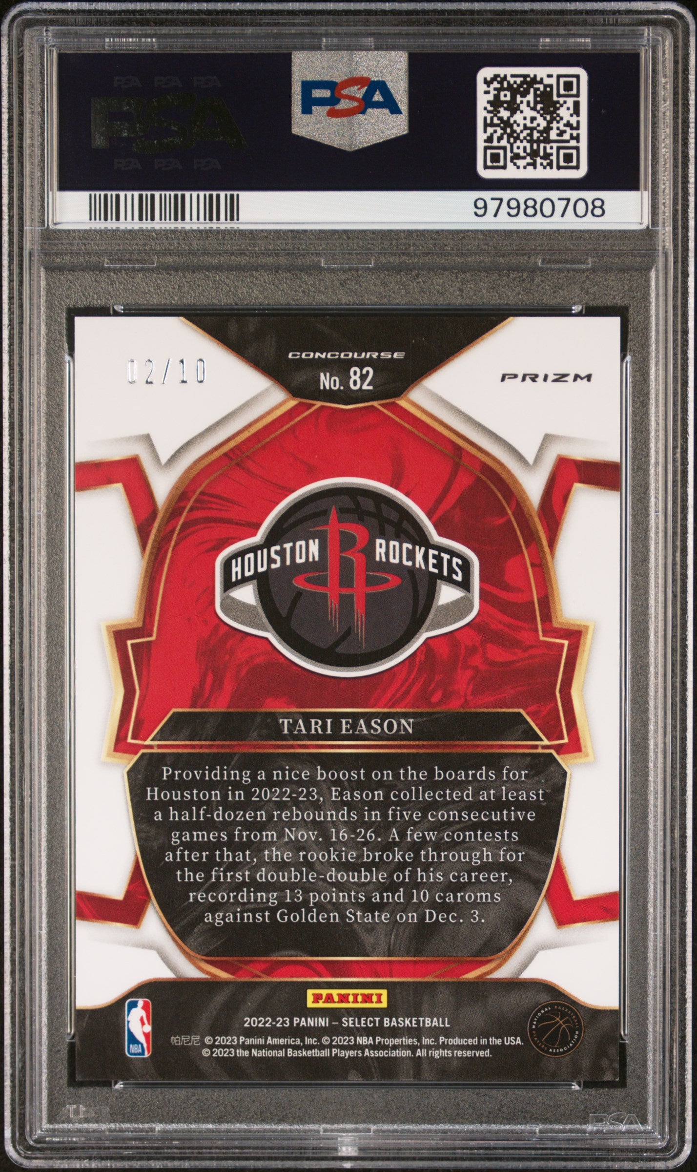 2022 Panini Select #82 Tari Eason Gold Disco/10 PSA 10
