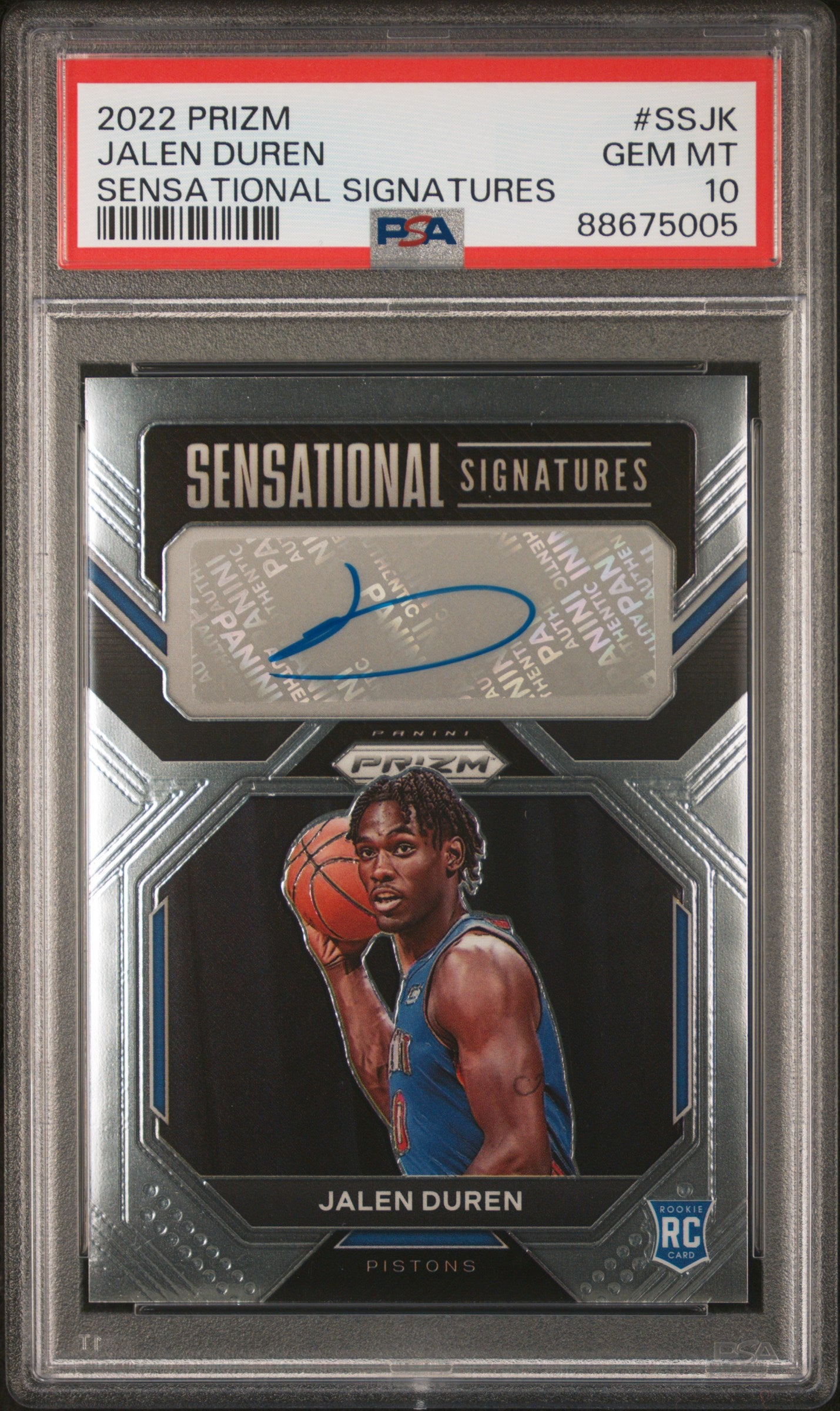 2022 Panini Prizm Sensational Signatures #SSJK Jalen Duren PSA 10