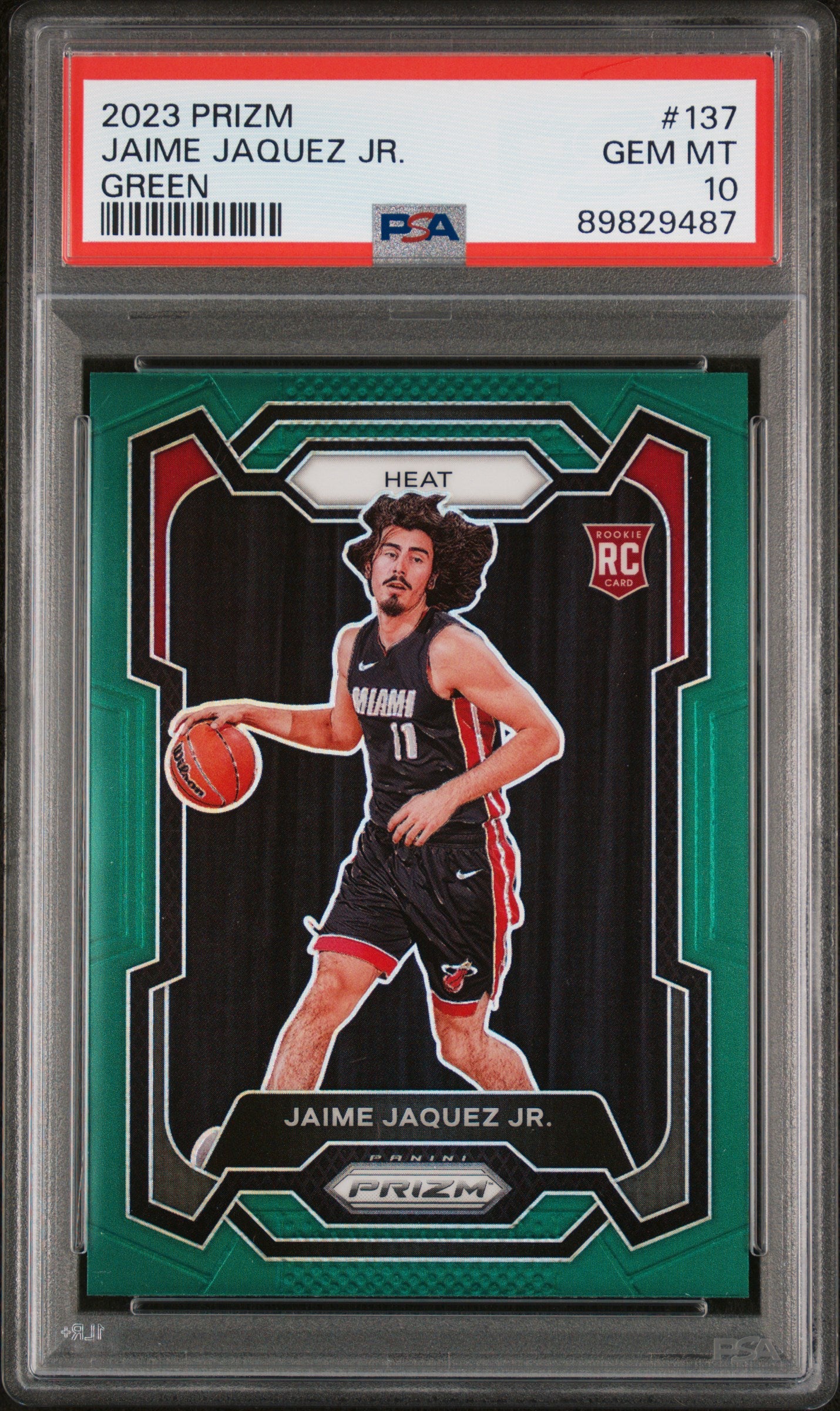 2023 Panini Prizm #137 Jaime Jaquez Jr. Green Prizm PSA 10