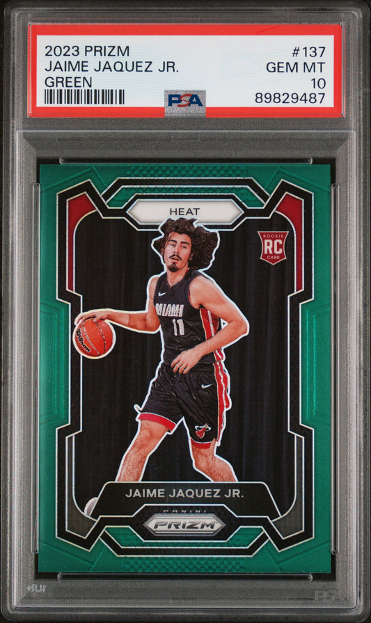 2023 Panini Prizm #137 Jaime Jaquez Jr. Green Prizm PSA 10