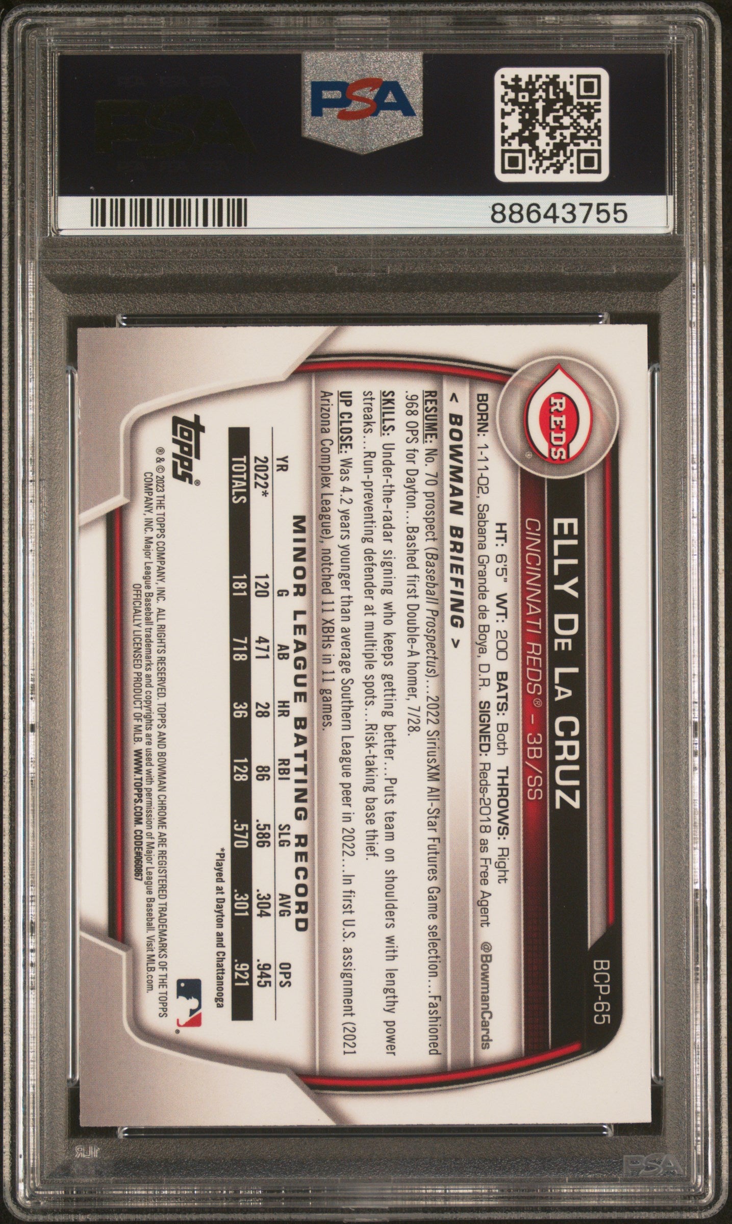 2023 Bowman Mega Box Chrome #65 Elly De La Cruz Chrome PSA 10