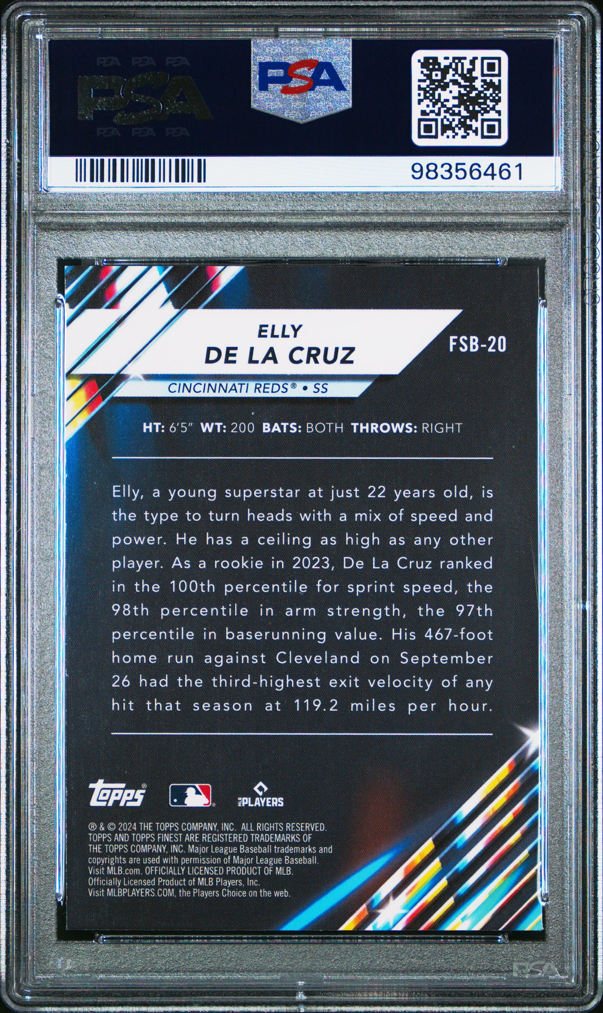 2024 Topps Finest Future So Bright #FSB20 Elly De La Cruz PSA 10