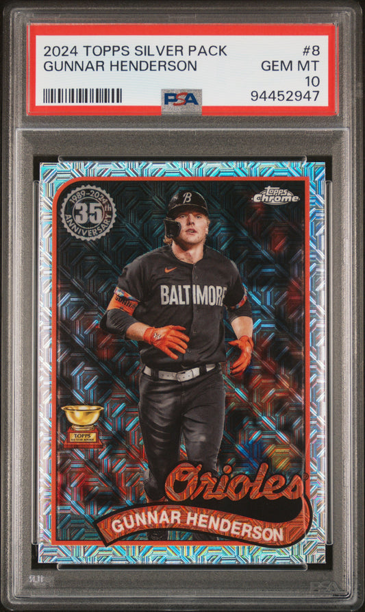 2024 Topps Silver Pack 1989 Chrome Promo #8 Gunnar Henderson PSA 10