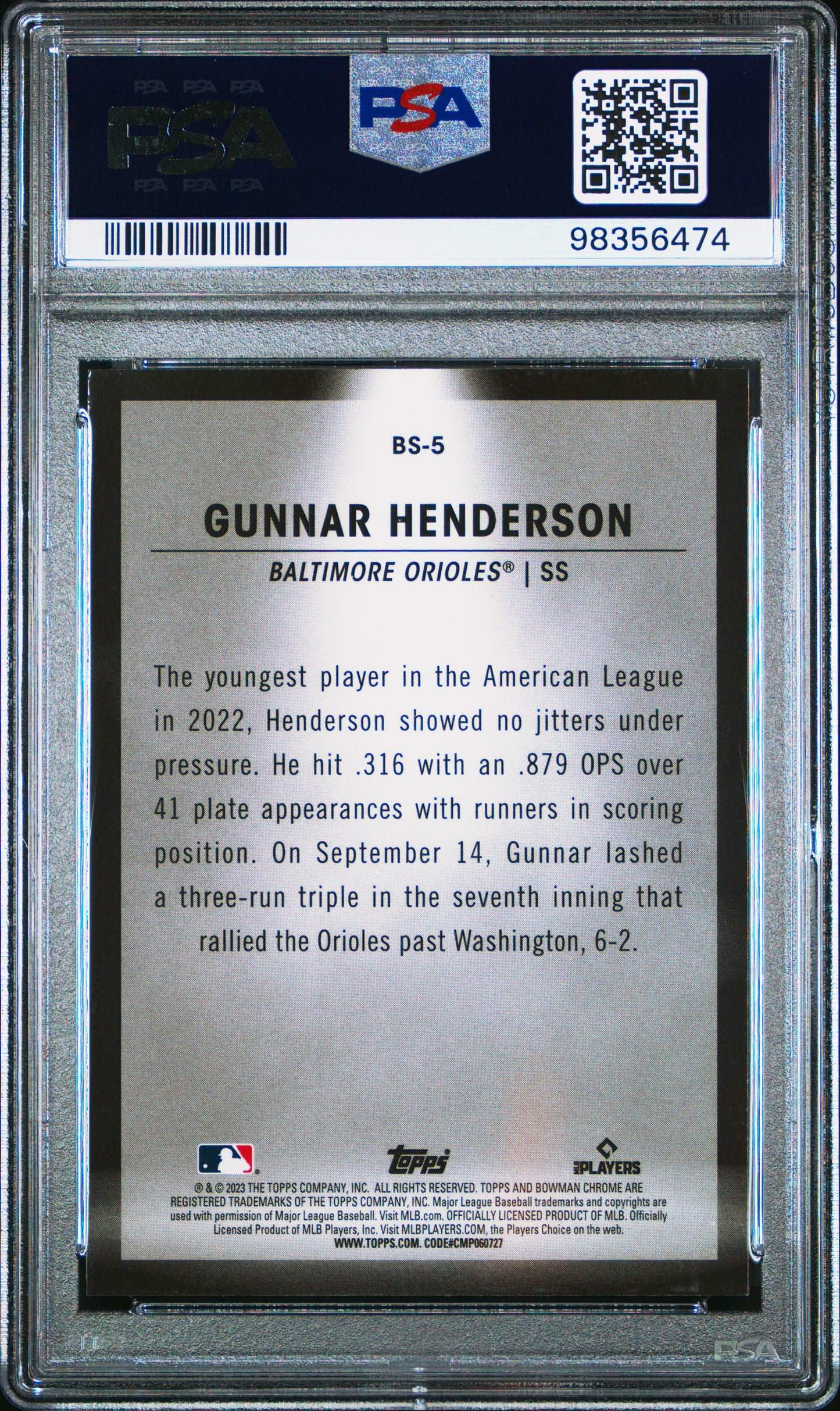 2023 Bowman Spotlights #BS5 Gunnar Henderson Spotlights PSA 9
