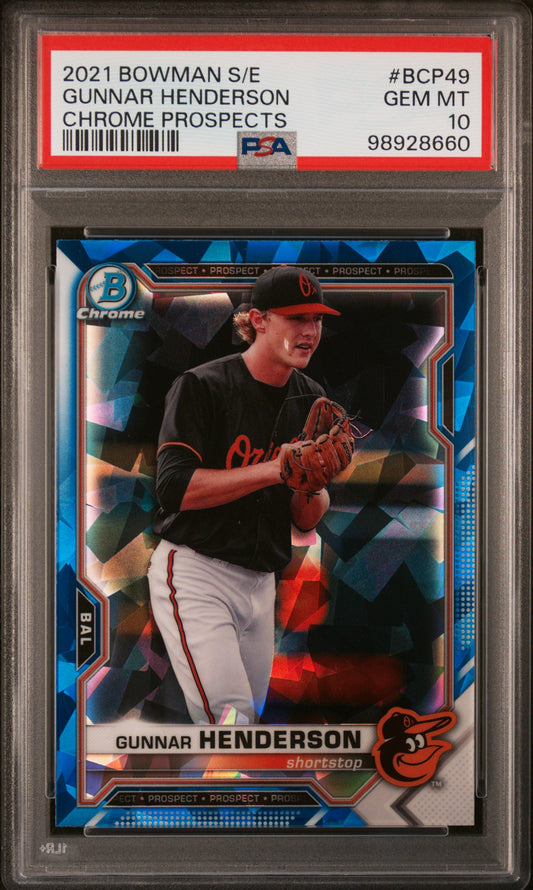2021 Bowman Sapphire Edition Chrome Prospects #BCP49 Gunnar Henderson PSA 10