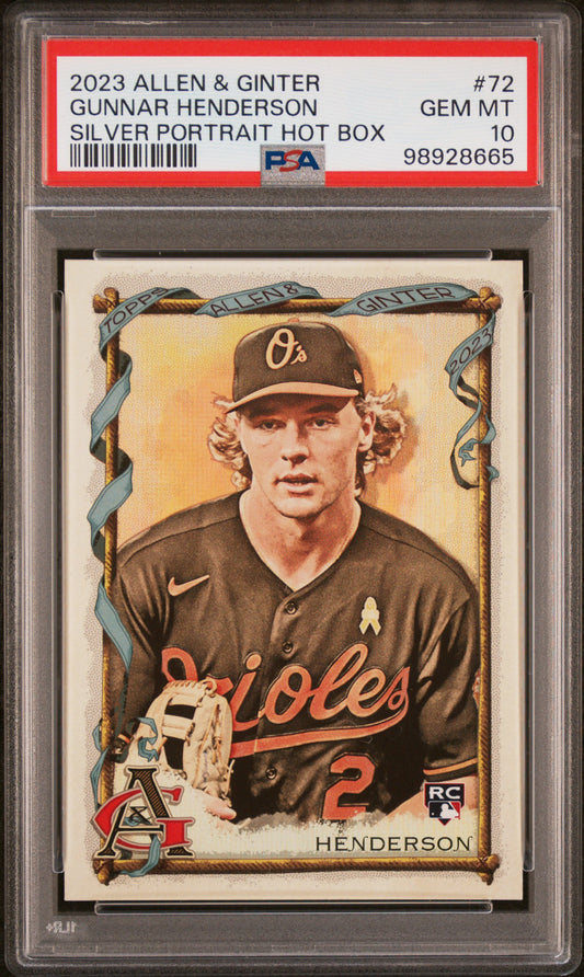 2023 Topps Allen & Ginter #72 Gunnar Henderson Silver Portrait Hot Box PSA 10