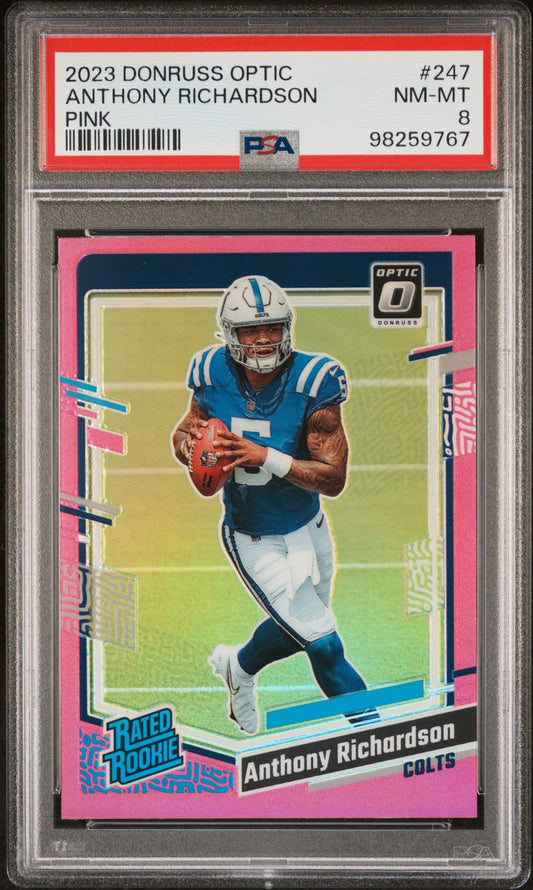 2023 Panini Donruss Optic #247 Anthony Richardson Pink PSA 8