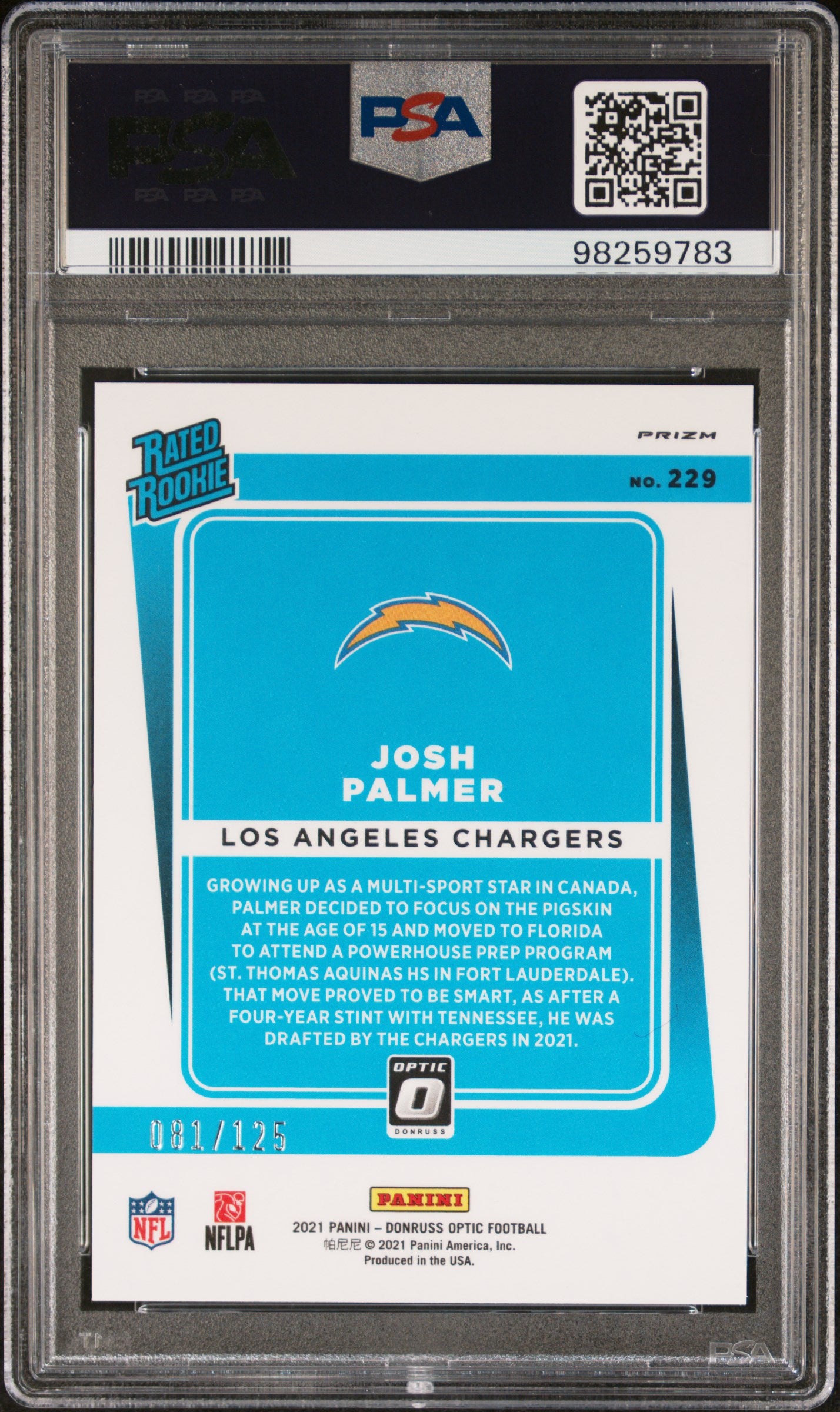 2021 Panini Donruss Optic #229 Josh Palmer Silver Circles PSA 9