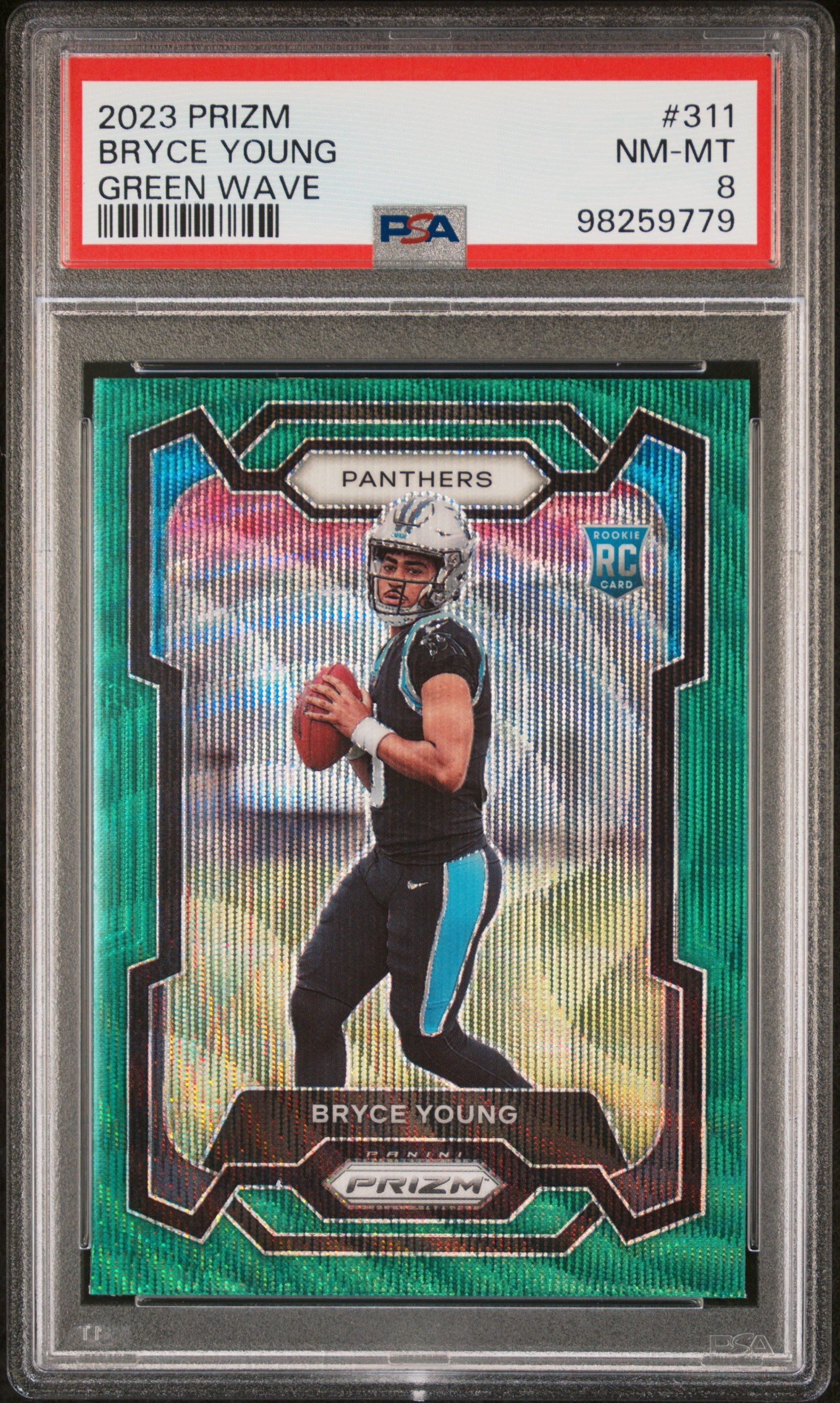2023 Panini Prizm #311 Bryce Young Green Wave PSA 8