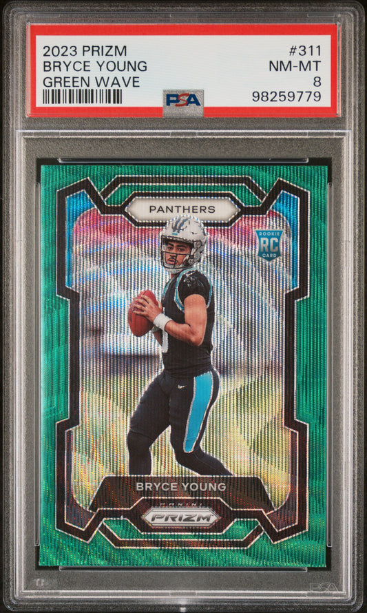 2023 Panini Prizm #311 Bryce Young Green Wave PSA 8
