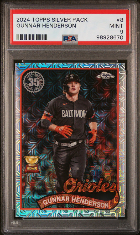 2024 Topps Silver Pack 1989 Chrome Promo #8 Gunnar Henderson PSA 9