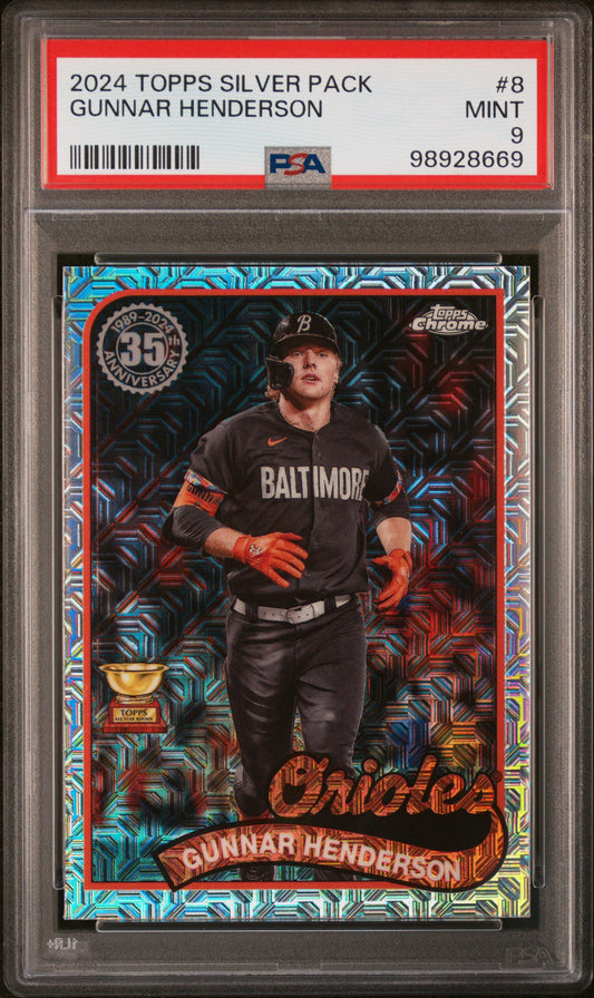 2024 Topps Silver Pack 1989 Chrome Promo #8 Gunnar Henderson PSA 9