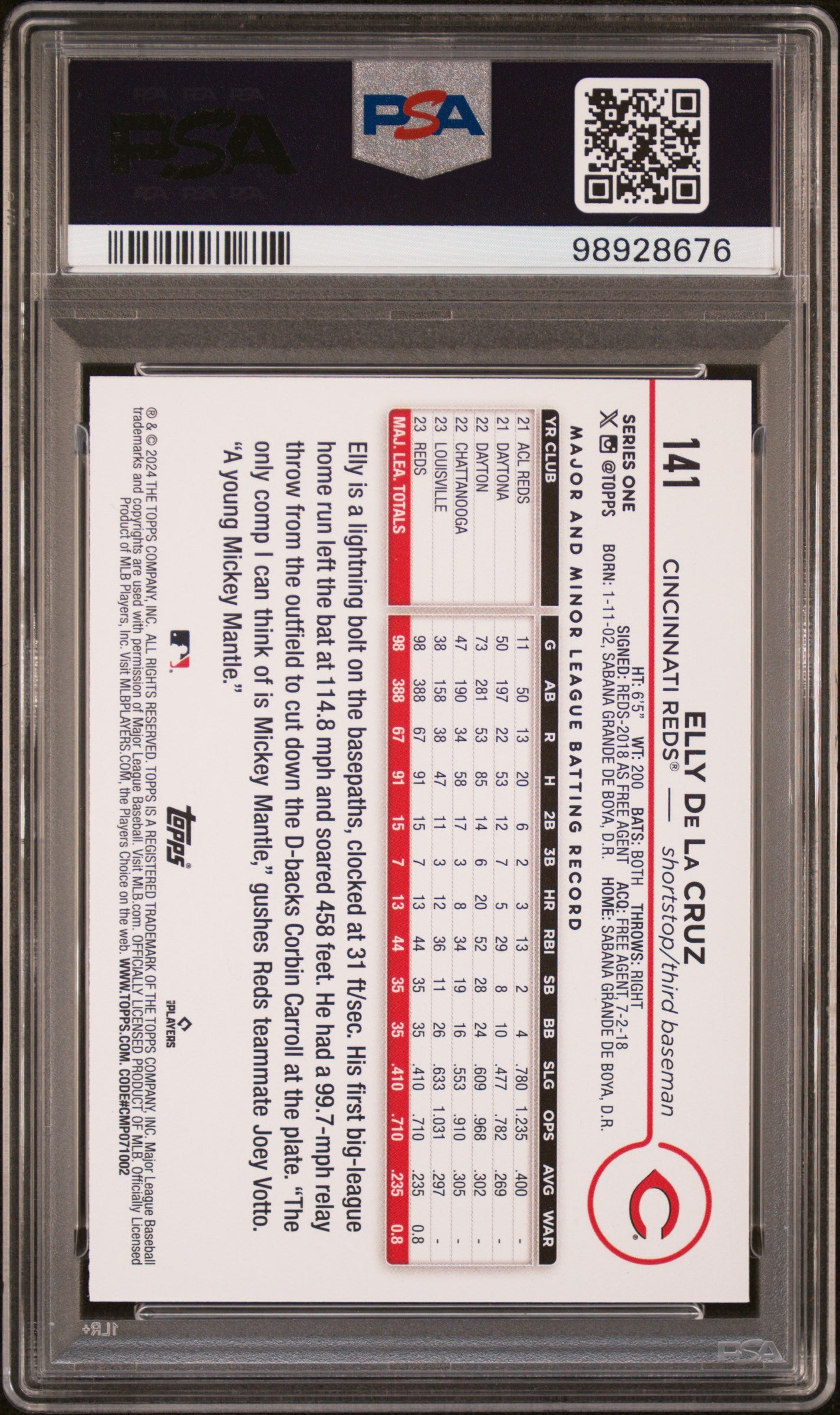 2024 Topps #141 Elly De La Cruz PSA 9
