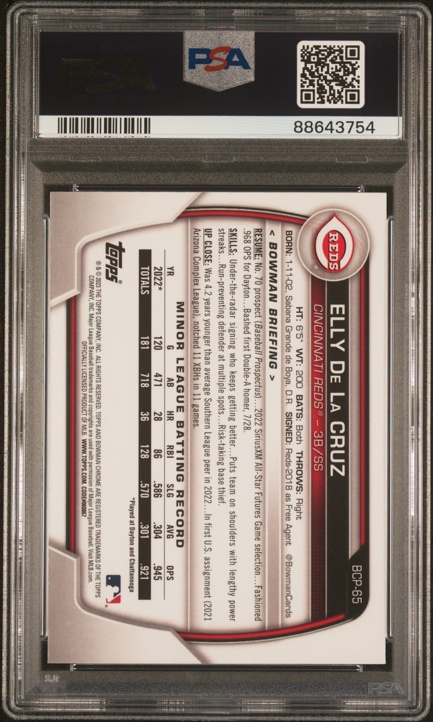 2023 Bowman Mega Box Chrome #65 Elly De La Cruz Chrome PSA 10