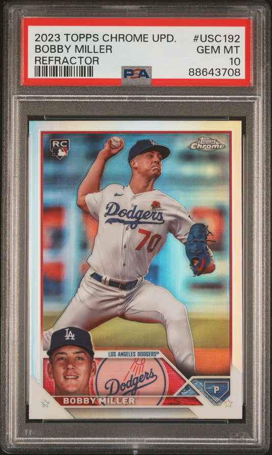 2023 Topps Chrome Update #USC192 Bobby Miller Refractor PSA 10