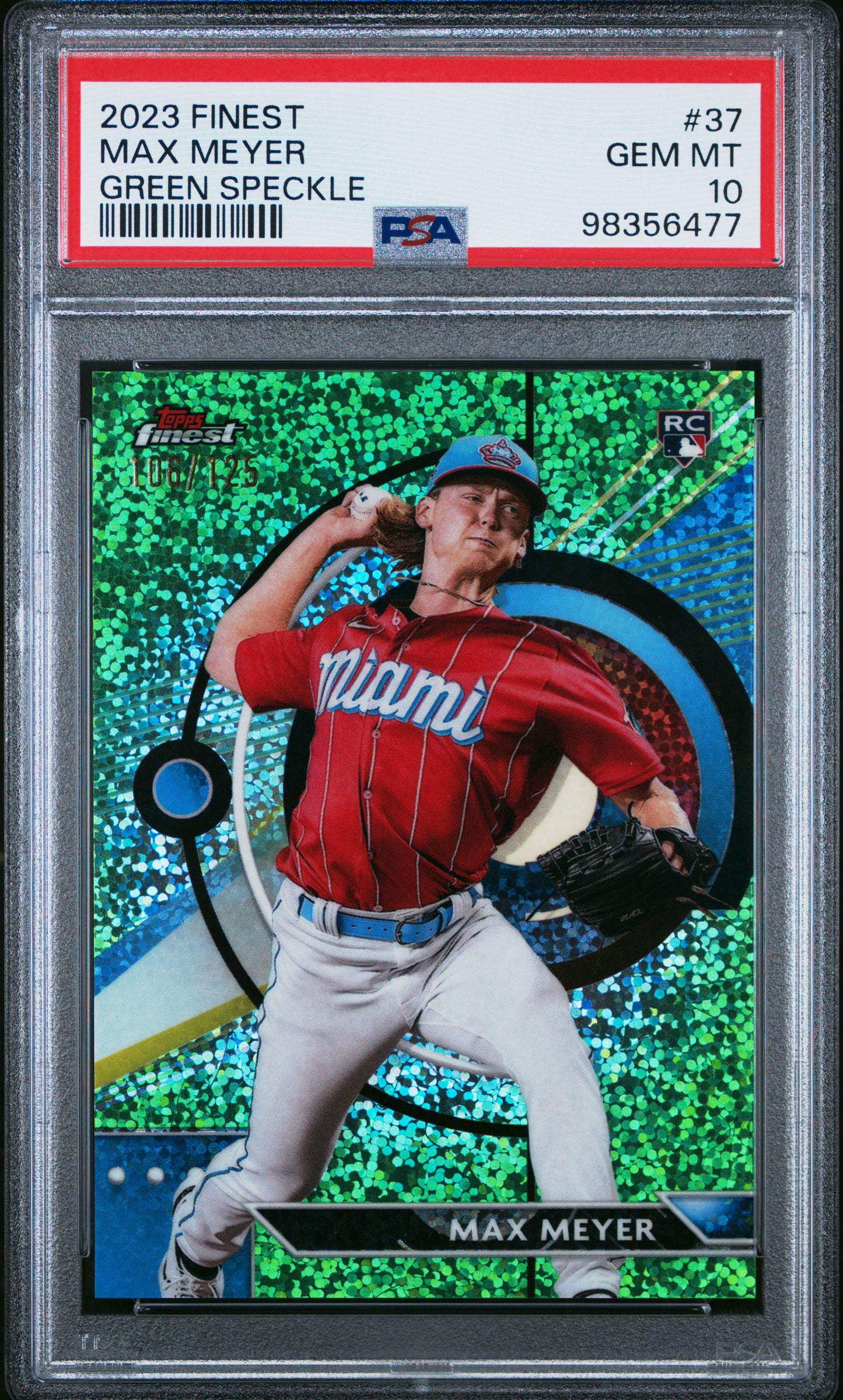 2023 Topps Finest #37 Max Meyer Green Speckle PSA 10