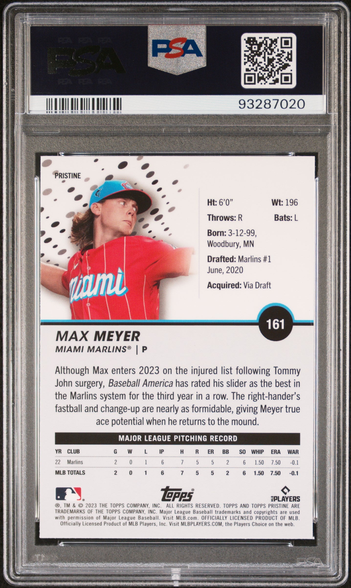 2023 Topps Pristine #161 Max Meyer Pristine Refractor PSA 10
