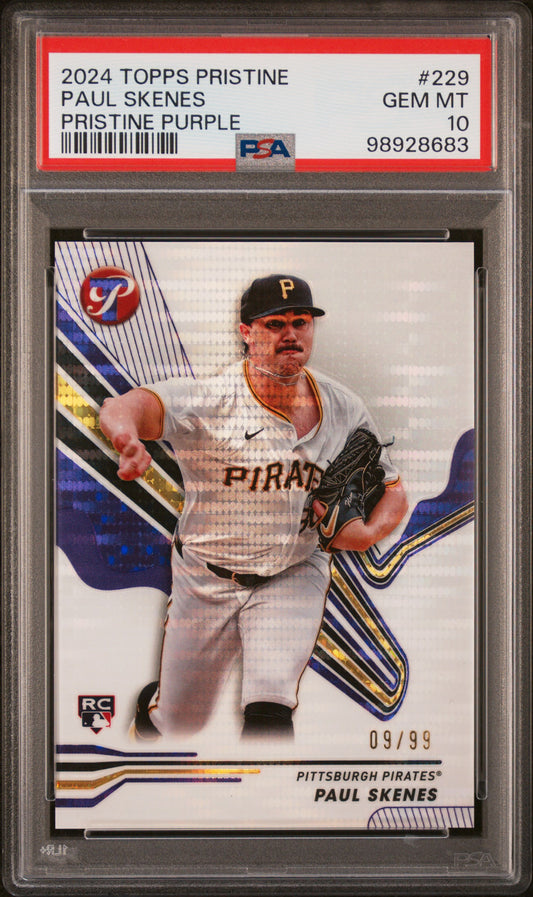 2024 Topps Pristine #229 Paul Skenes Pristine Purple/99 PSA 10