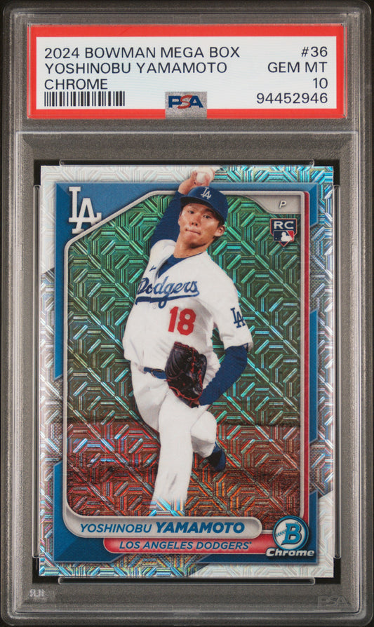 2024 Bowman Mega Box Chrome #36 Yoshinobu Yamamoto PSA 10
