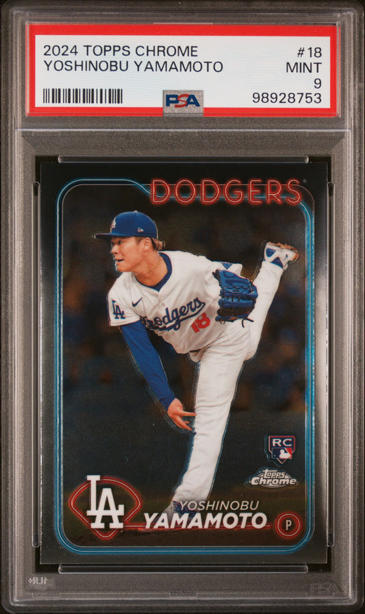 2024 Topps Chrome #18 Yoshinobu Yamamoto PSA 9