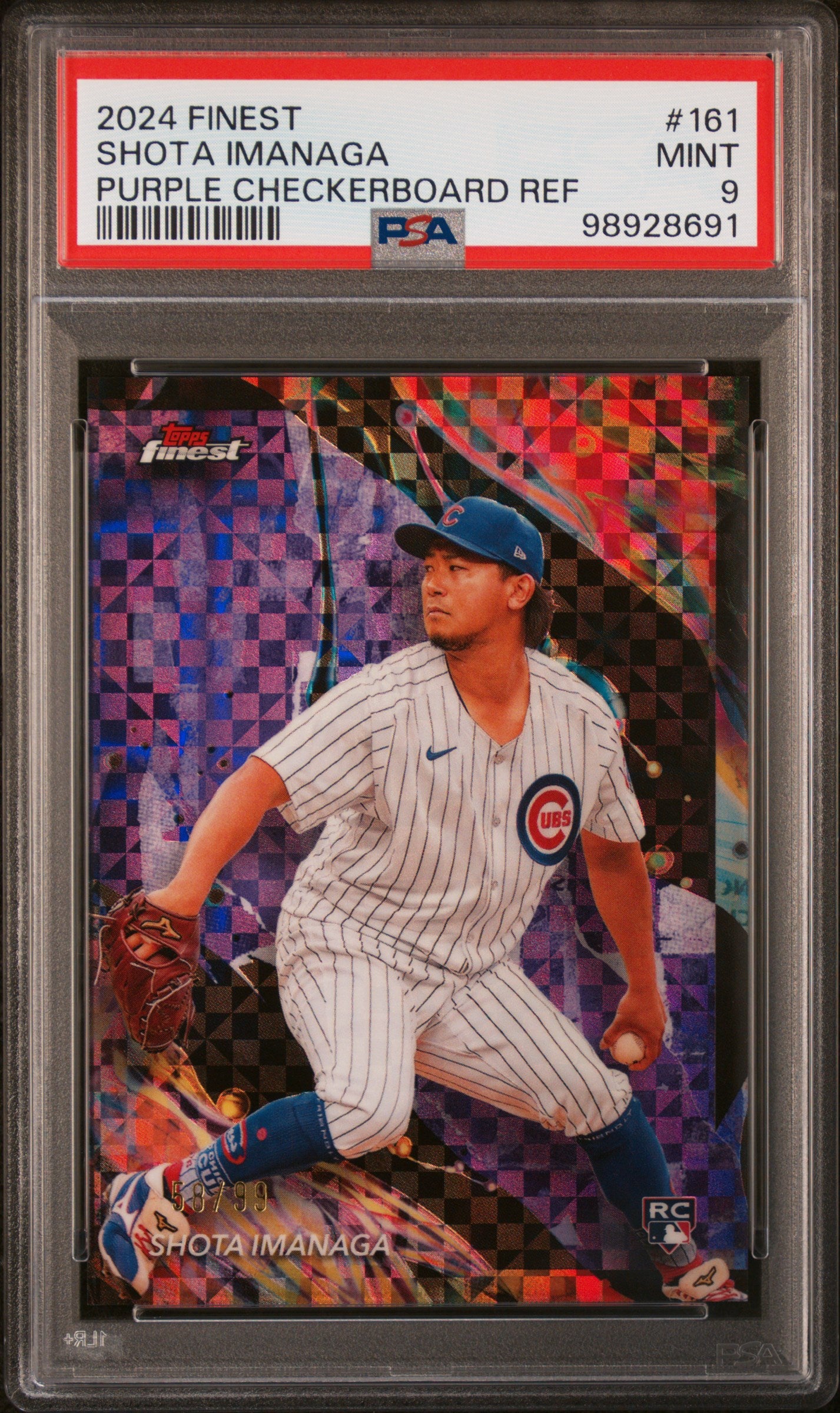 2024 Topps Finest #161 Shota Imanaga Purple Checkerboard Ref/99 PSA 9