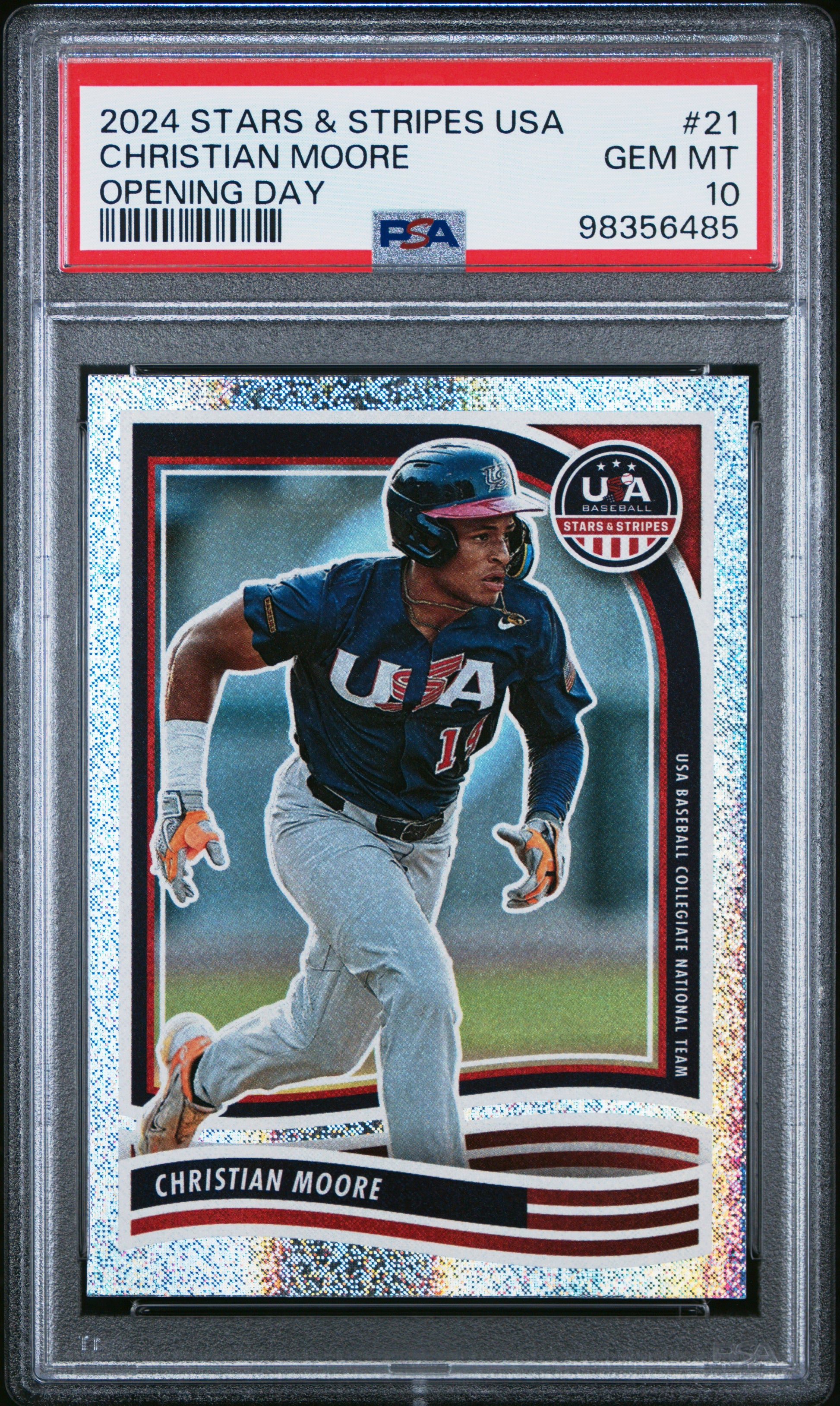 2024 Panini Stars & Stripes Usa #21 Christian Moore Opening Day PSA 10