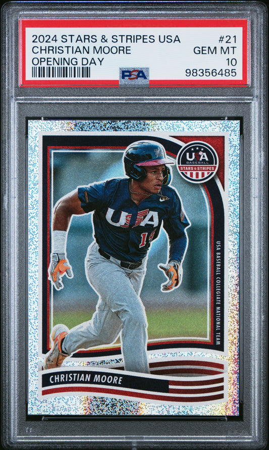 2024 Panini Stars & Stripes Usa #21 Christian Moore Opening Day PSA 10