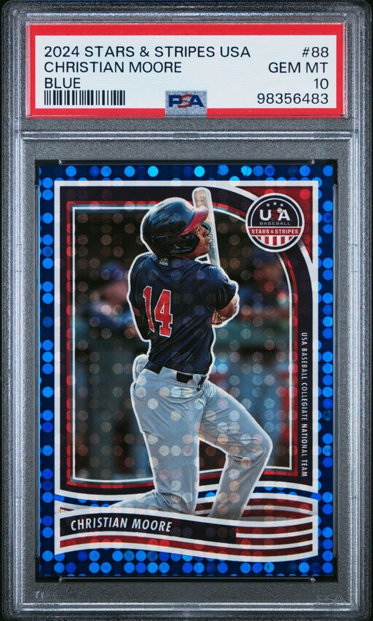 2024 Panini Stars & Stripes Usa #88 Christian Moore Blue PSA 10