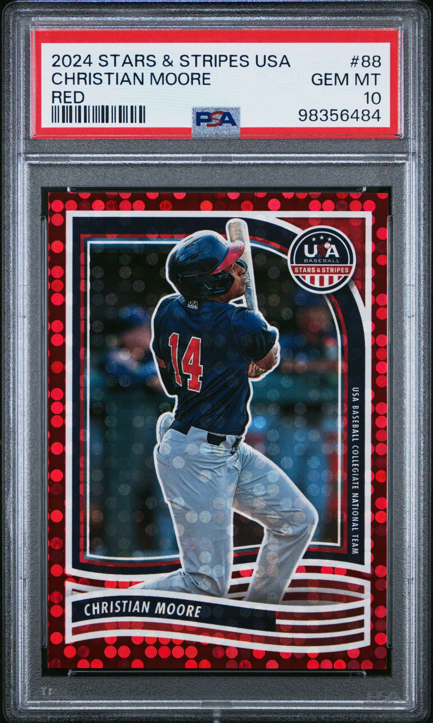 2024 Panini Stars & Stripes Usa 146/199  #88 Christian Moore Red PSA 10