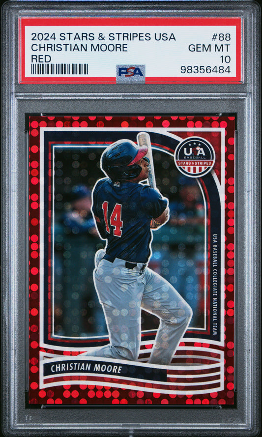 2024 Panini Stars & Stripes Usa 146/199  #88 Christian Moore Red PSA 10