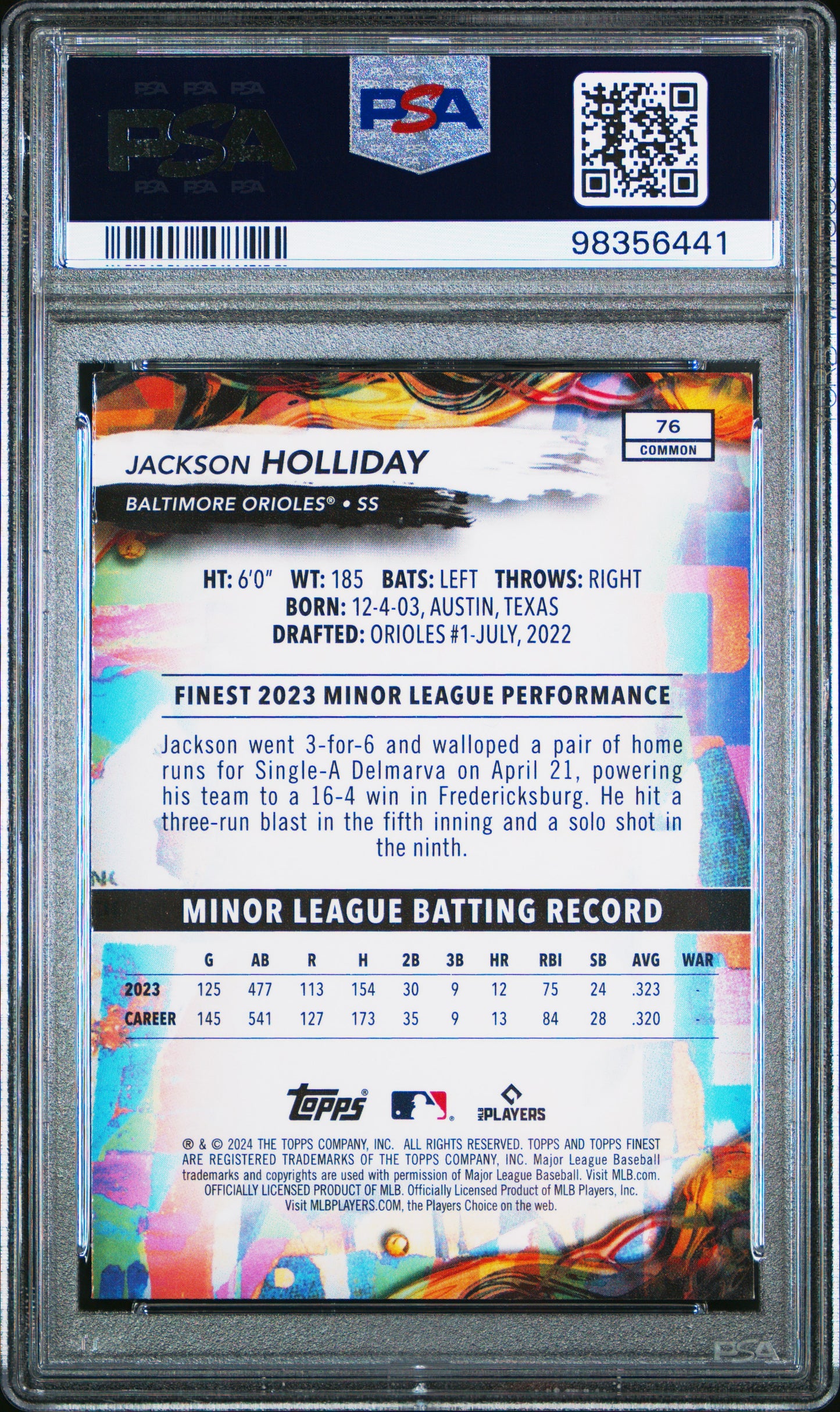 2024 Topps Finest #76 Jackson Holliday PSA 10 SKU200063
