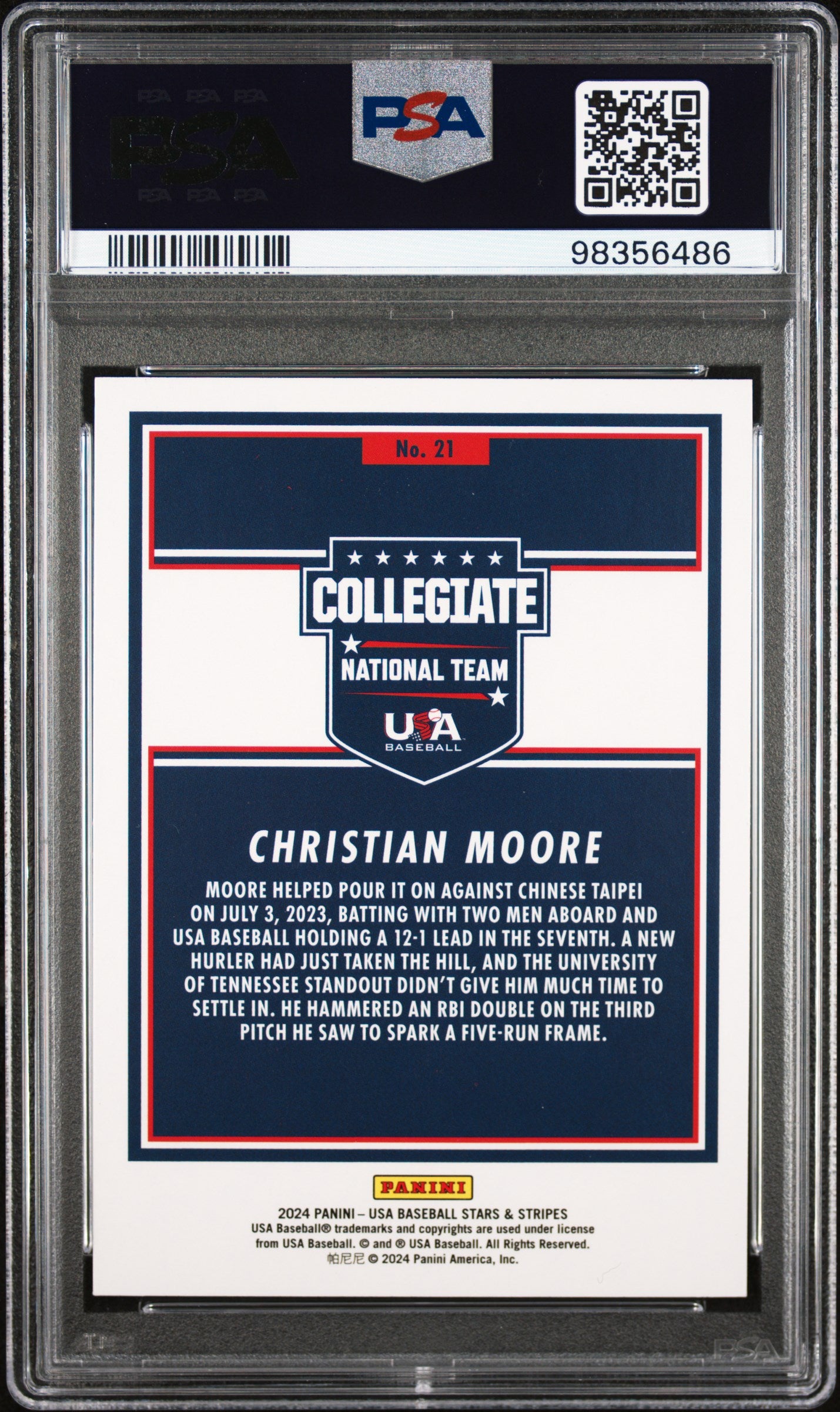 2024 Panini Stars & Stripes Usa #21 Christian Moore Opening Day PSA 9