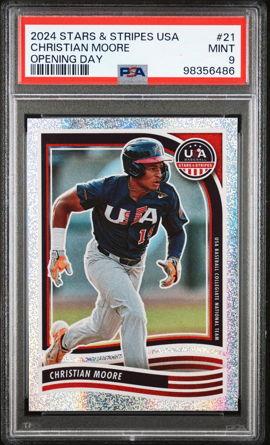 2024 Panini Stars & Stripes Usa #21 Christian Moore Opening Day PSA 9