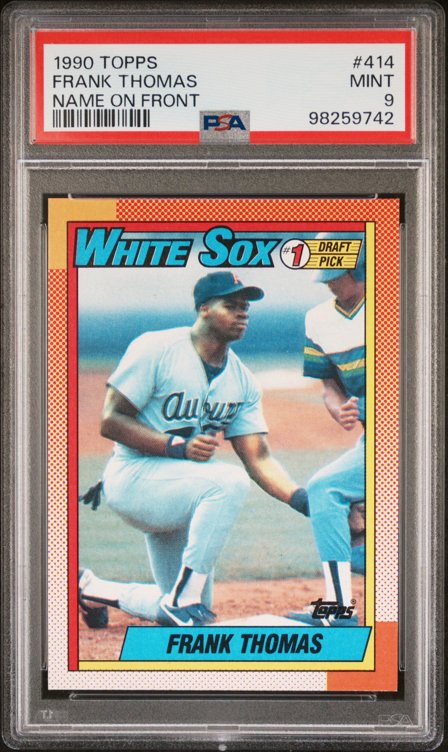 1990 Topps #414 Frank Thomas Name On Front PSA 9