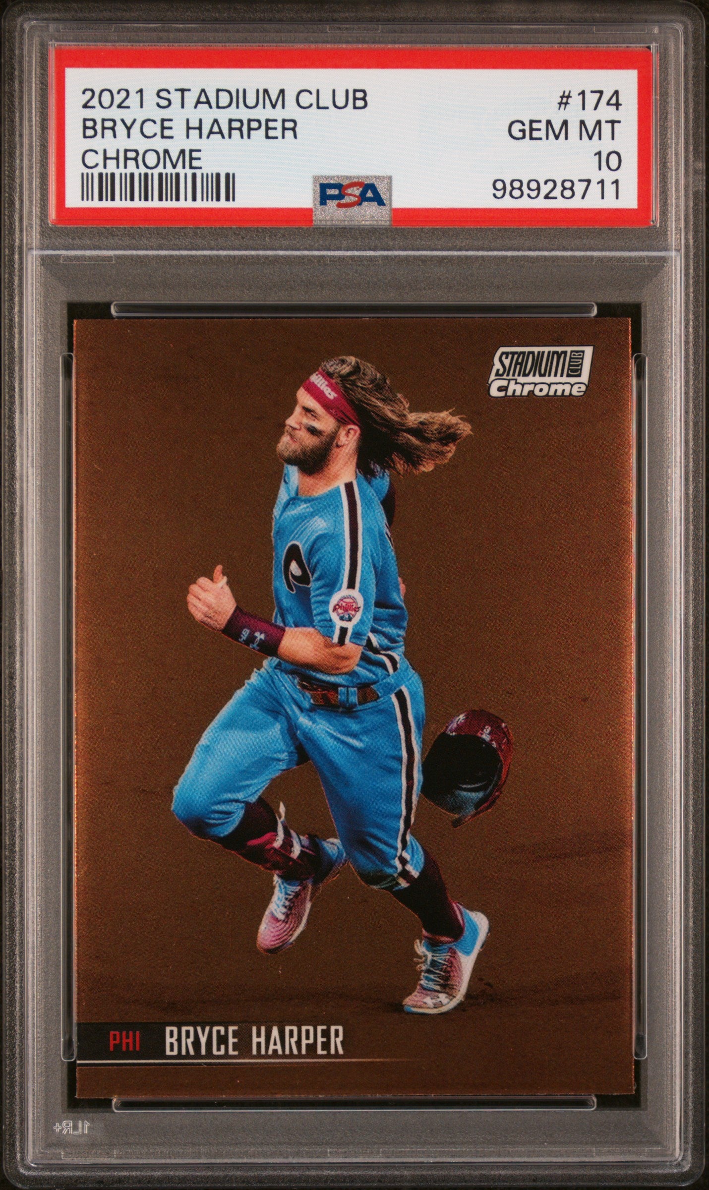 2021 Topps Stadium Club #174 Bryce Harper Chrome PSA 10
