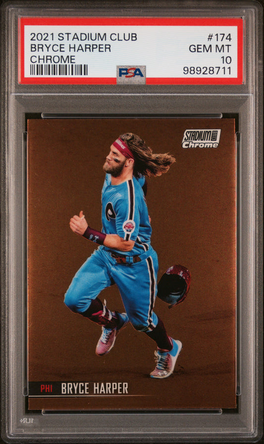 2021 Topps Stadium Club #174 Bryce Harper Chrome PSA 10