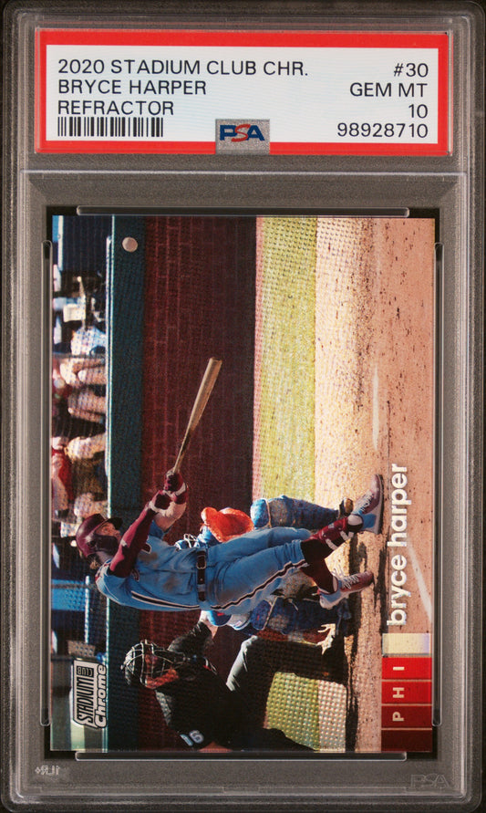 2020 Stadium Club Chrome #30 Bryce Harper Refractor PSA 10